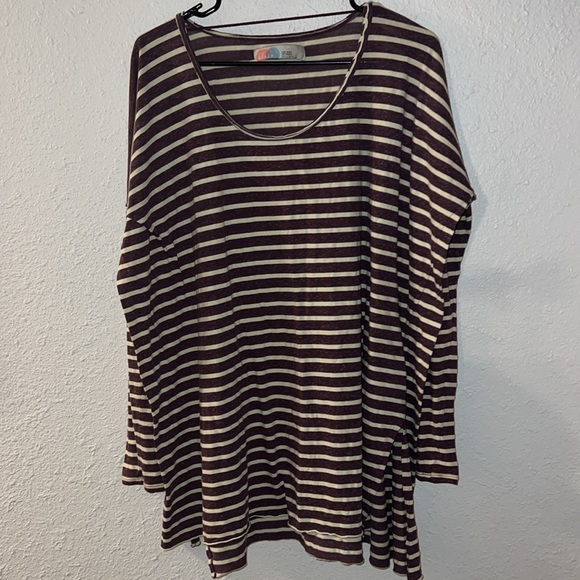 FP Beach Oversized Striped Dolman Sleeve Tunic Top PTP29 I Believe It’s M To XL - Picture 3 of 9